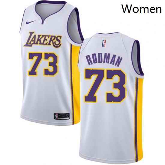 Womens Nike Los Angeles Lakers 73 Dennis Rodman Swingman White NBA Jersey Association Edition
